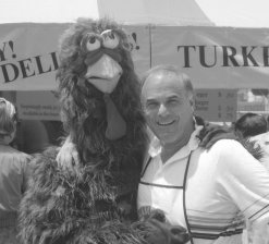 man with a chicken