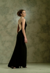 model in a black dress