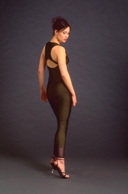model wearing a  black dress